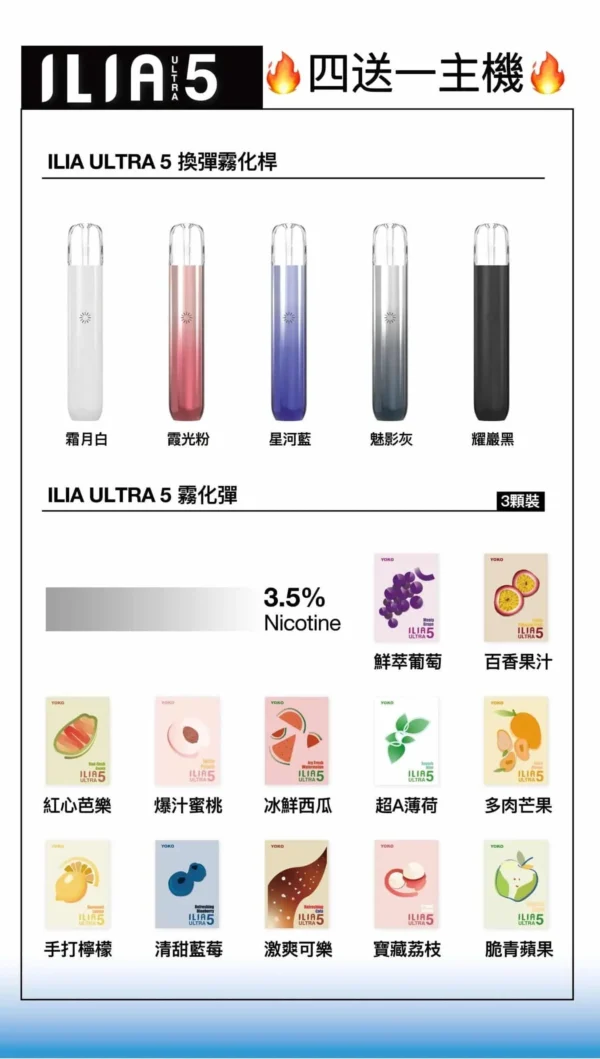 ILIA煙彈五代 哩啞霧化彈 通用悅刻Relx主機五代 買四盒送主機超值入坑首選！