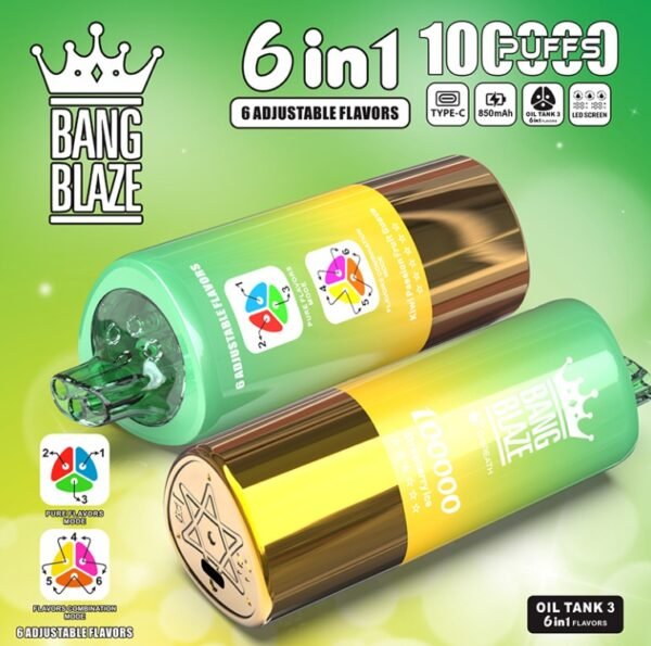 Bang Blaze 100K DSK055 一次性電子煙 台灣現貨 – 100000口超大容量6合一風味可充電一次性電子煙推薦 派對解癮神器