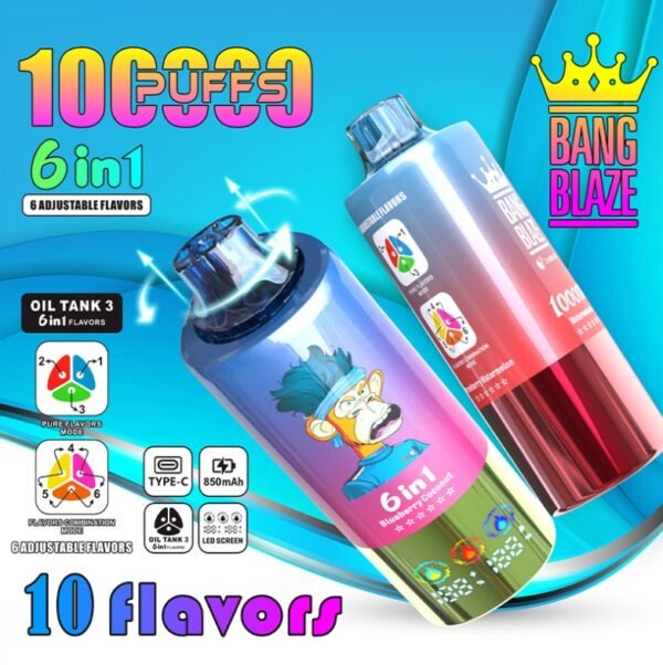 Bang Blaze 100K DSK055 一次性電子煙 台灣現貨 – 100000口超大容量6合一風味可充電一次性電子煙推薦 派對解癮神器
