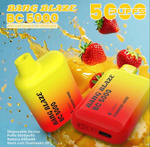 新款 BC5000-DSK062 一次性電子煙 – 5000口超大容量風味豐富可充電，Bang Blaze BC5000-DSK062 新品推薦，夏季派對解癮首選！