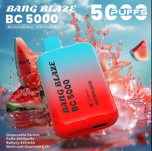新款 BC5000-DSK062 一次性電子煙 – 5000口超大容量風味豐富可充電，Bang Blaze BC5000-DSK062 新品推薦，夏季派對解癮首選！