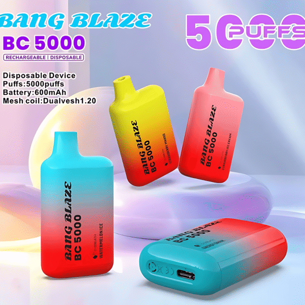 新款 BC5000-DSK062 一次性電子煙 – 5000口超大容量風味豐富可充電，Bang Blaze BC5000-DSK062 新品推薦，夏季派對解癮首選！