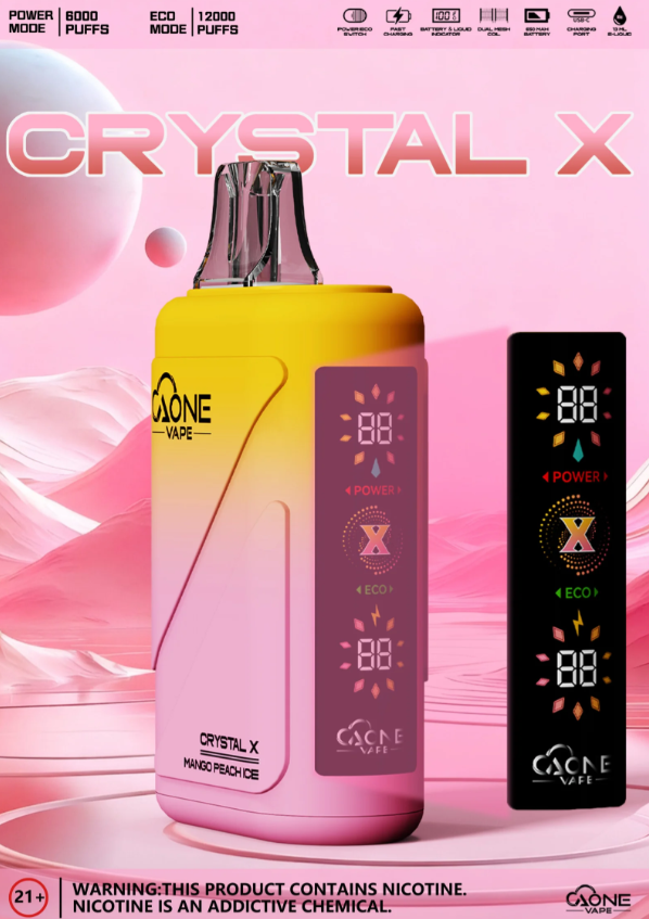 AONE Crystal X 水晶二代｜12000口一次性拋棄式電子煙・高續航新標準