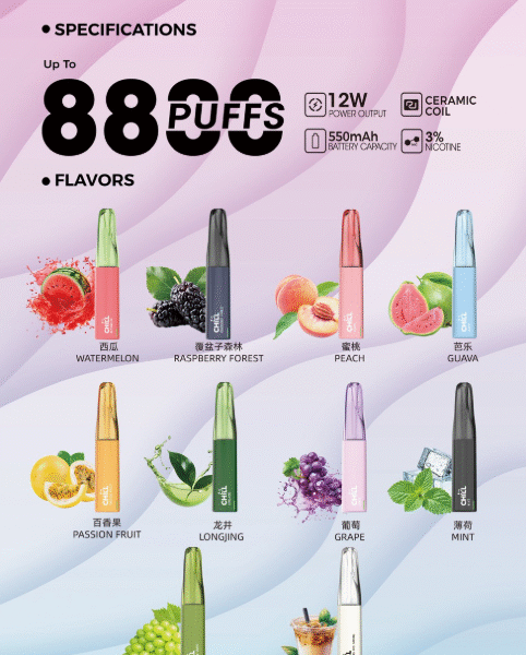 CHILL鴨嘴獸式拋棄式8800口 大容量電子煙台灣推薦